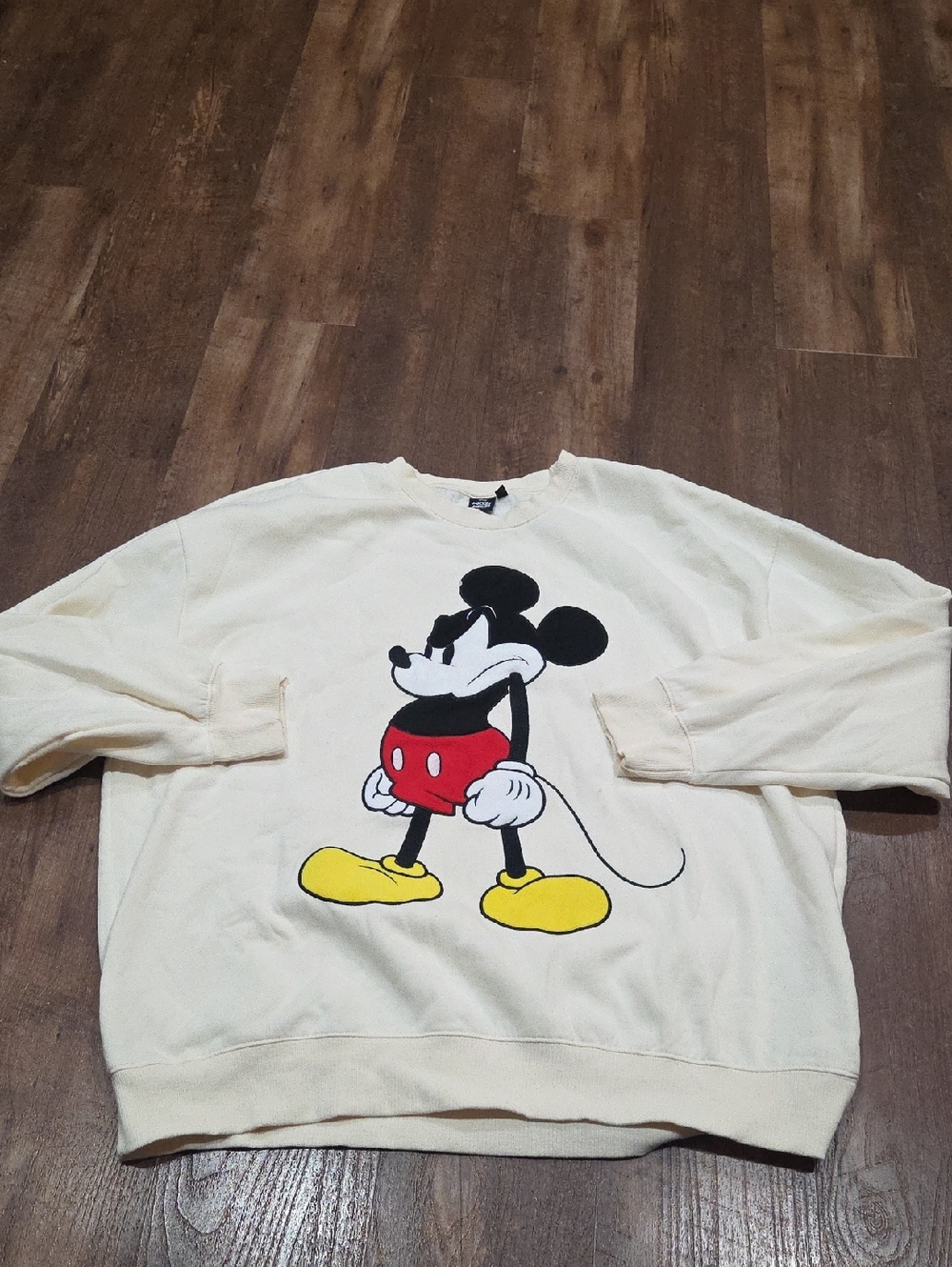Vintage Attitude Mickey Mouse Graphic Sweatshirt - Cream with Red & Yellow